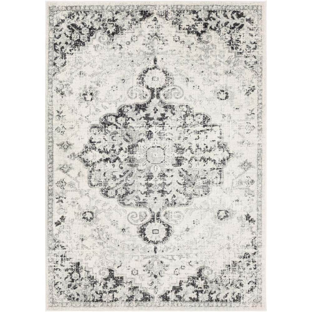 Livabliss Harput Vintage Medallion Area Rug,7'10" x 10'2",Charcoal