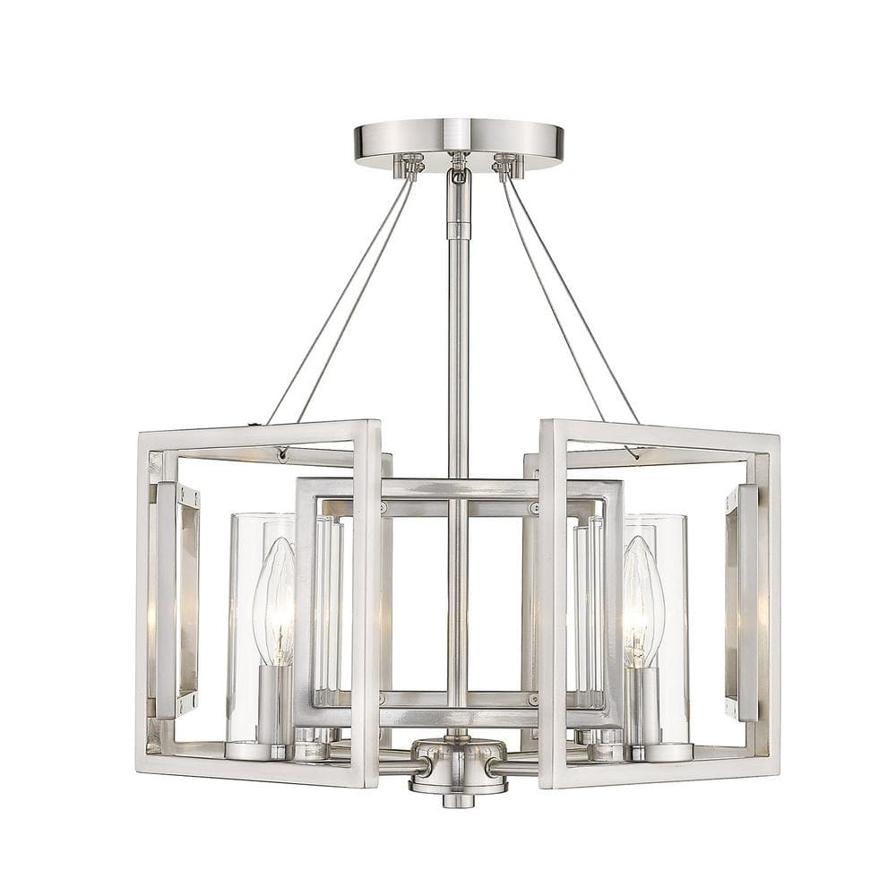Golden Lighting Marco 4-Light Semi-flush in Pewter with Clear Glass