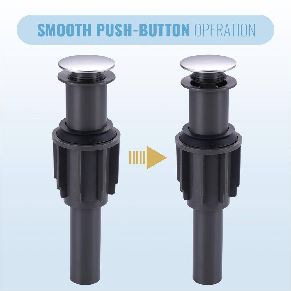Bathroom Sink Drain Without Overflow, ARCORA Chrome Pop Up Drain for Vessel Sink Clicker Drain Stopper