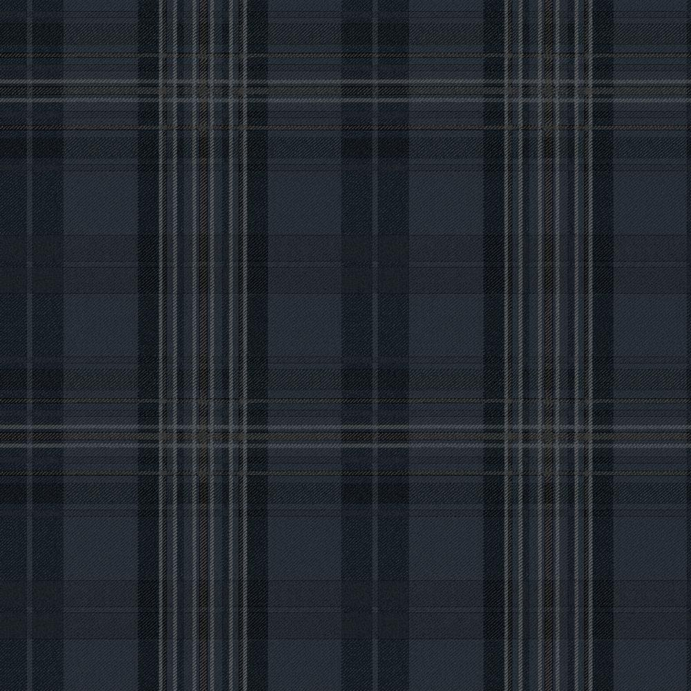 Austin Navy Blue and Light Blue Plaid Prepasted Wallpaper