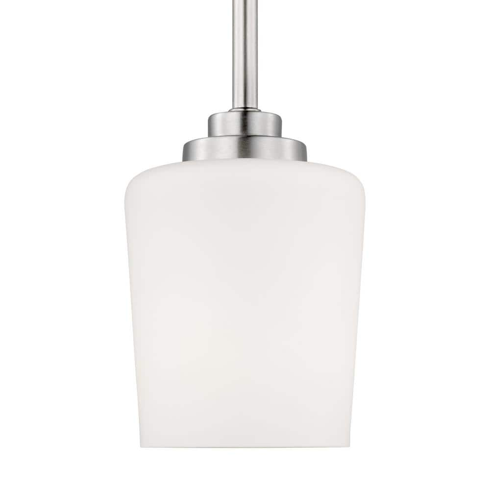 Windom Transitional Mini-Pendant in Brushed Nickel with Etched Opal Glass