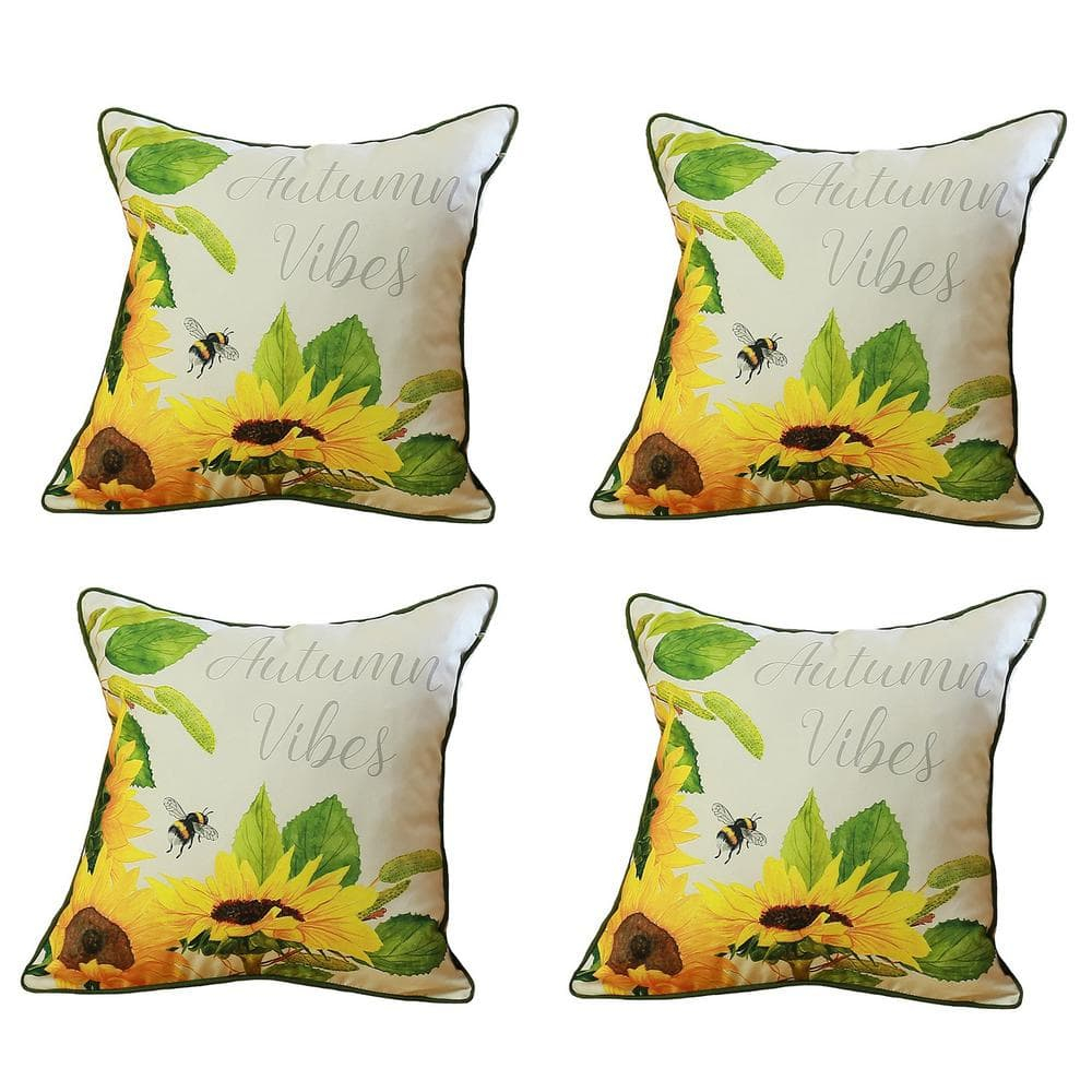 Autumn Vibes Sunflower Polyester Throw Pillow Covers Set