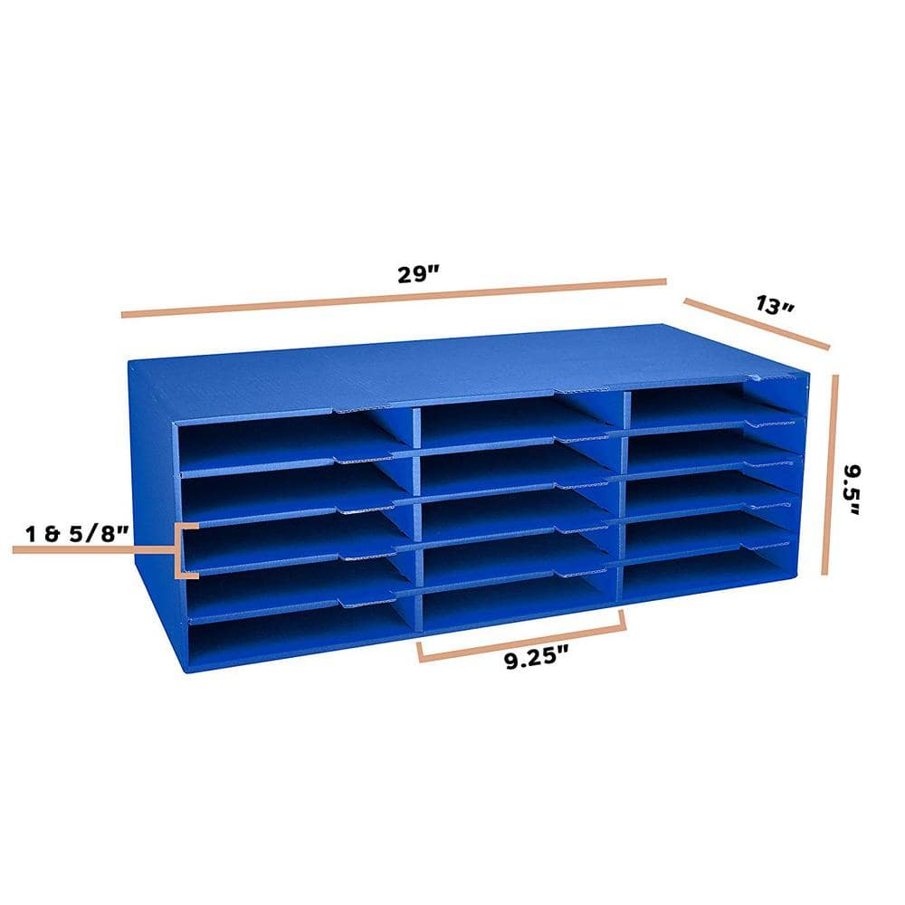 9.5 in. x 29 in. Blue 15-Slot Construction Paper Storage Organizer