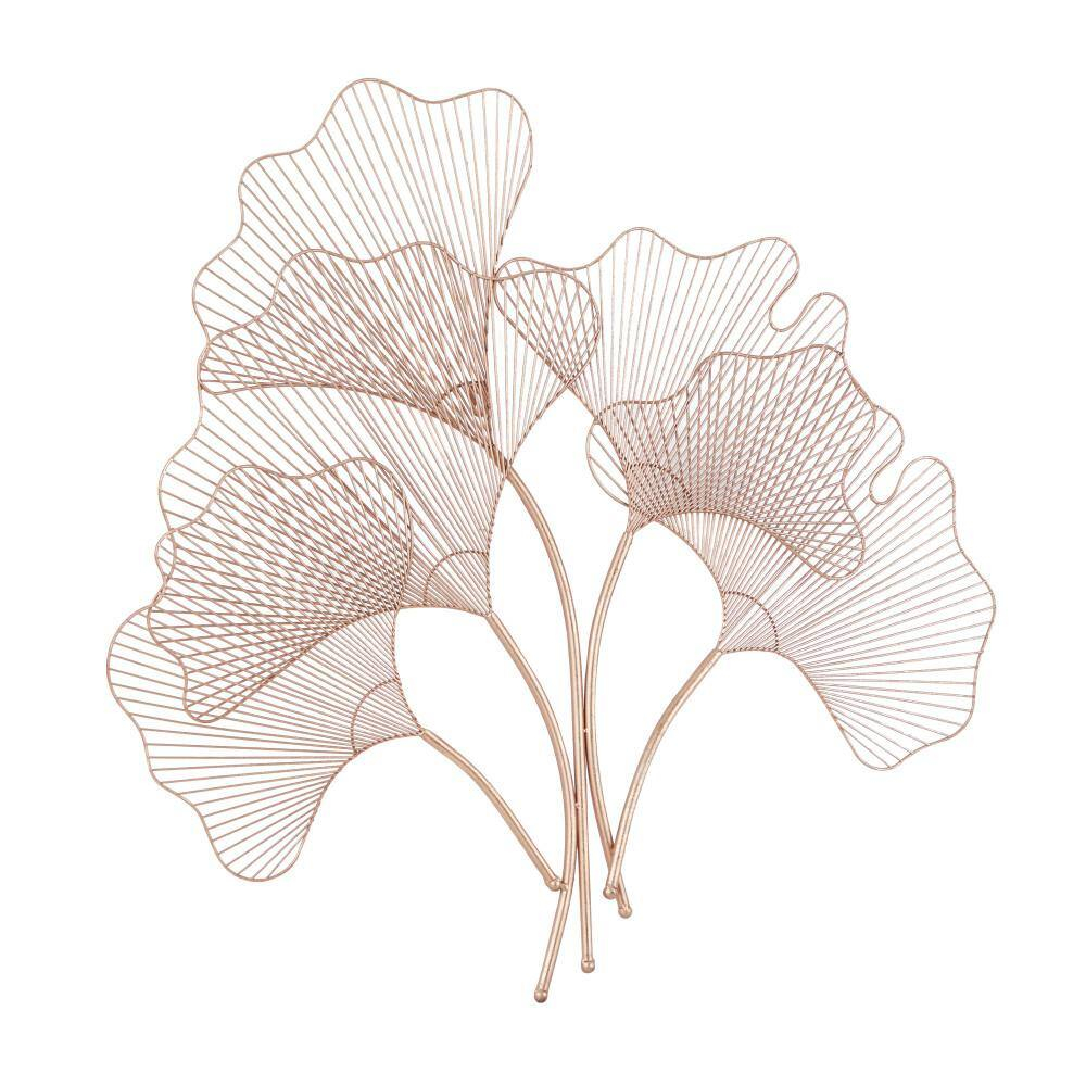 Deco 79 Metal Leaf Home Wall Decor Wall Sculpture with White Accents, Wall Art 25" x 2" x 40", Gold