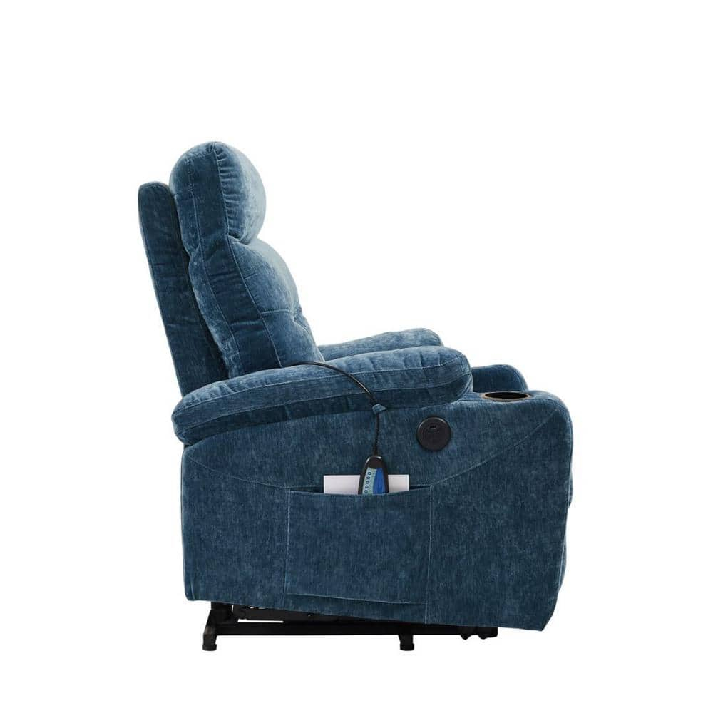 GDF Studio Massage Recliner with Lift Assist, 8 Vibration Points, Lumbar Heating, Adjustable Backrest, Blue