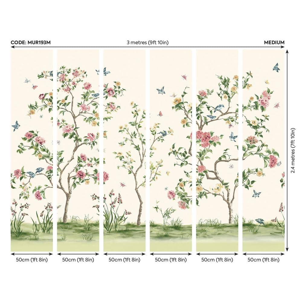 Origin Pink Chinoiserie Floral Tree Wall Mural