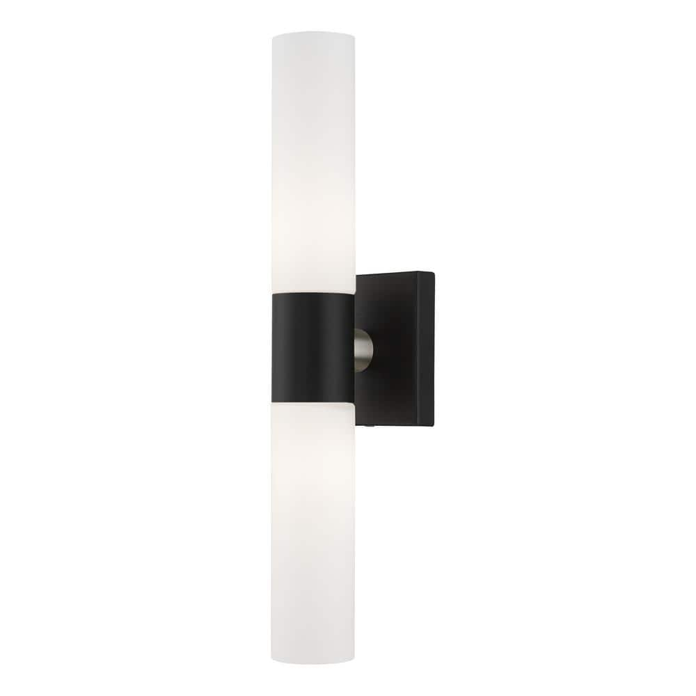 Livex Lighting Aero 2-Light Twist Lock Metal ADA Vanity Sconce in Black