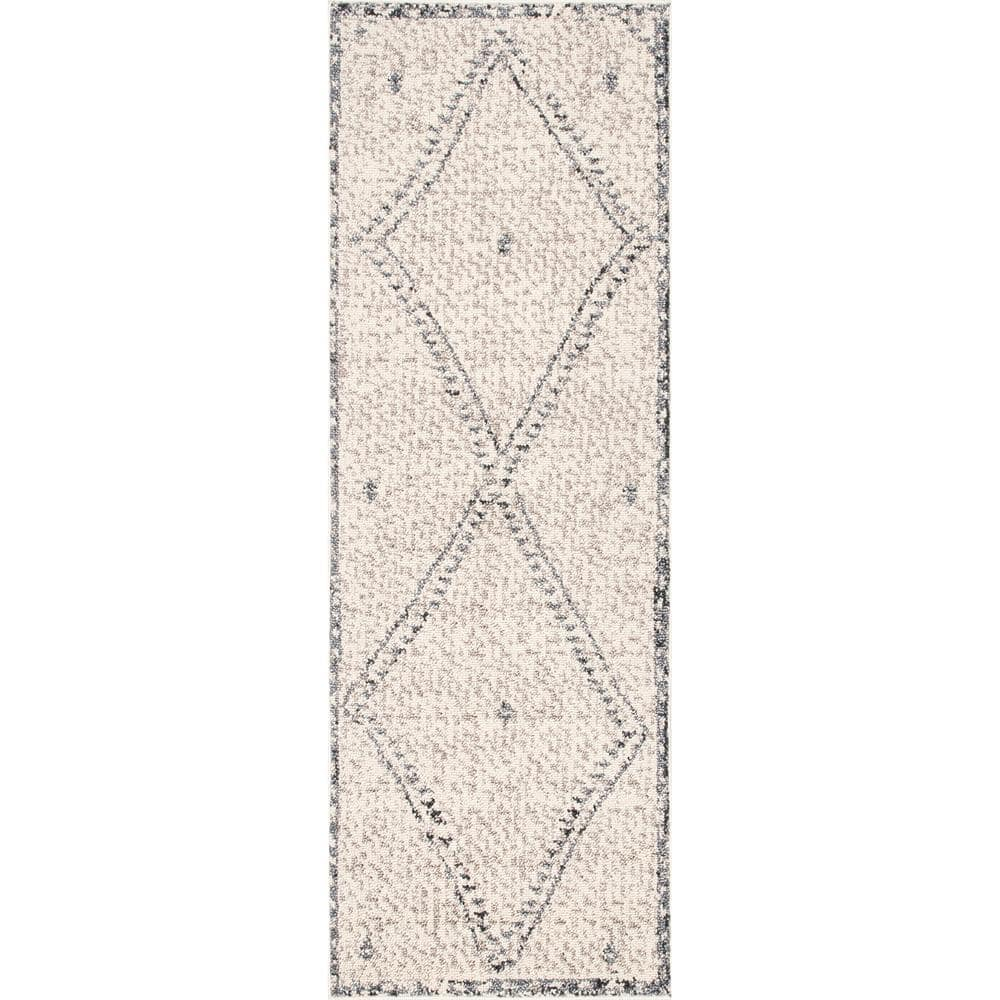 nuLOOM Blaine Dotted Diamond Runner Rug, 2' 6" x 8', Ivory