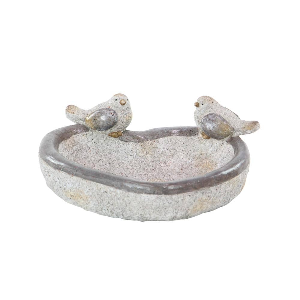 DecMode 6" Indoor Outdoor Bird Garden Sculpture with Bath Bowl