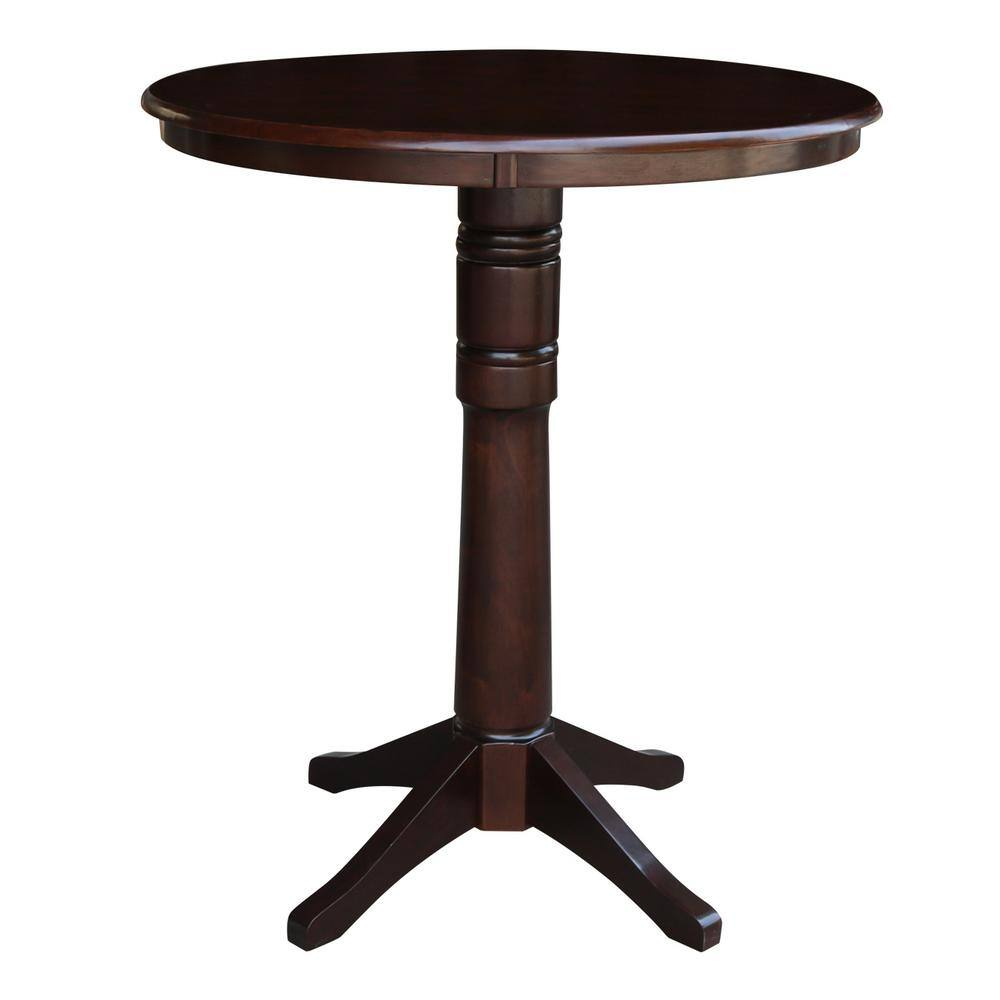 36" Round Pedestal Bar Height Table - Mocha