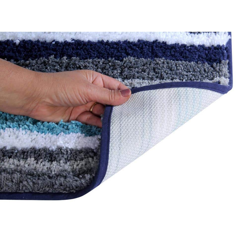 Better Trends Griffie 100% Polyester 4 Piece Set Bath Mat Rug Set - Blue & Gray