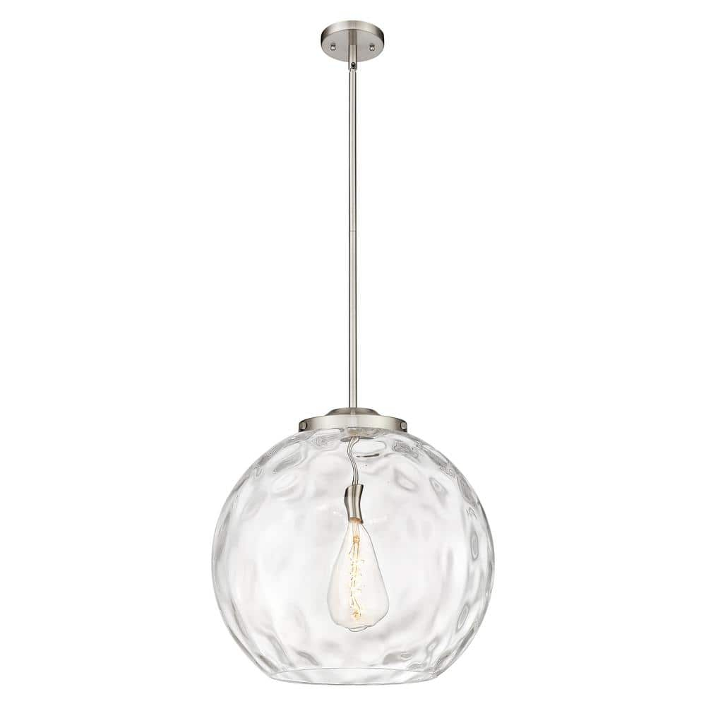 Innovations Lighting Athens Water Glass 1 - Light Pendant in  Brushed Satin Nickel