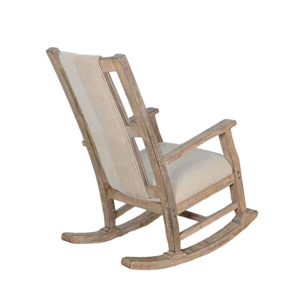 Rena Distressed Light Brown Mahogany Rocking Chair with Cushion