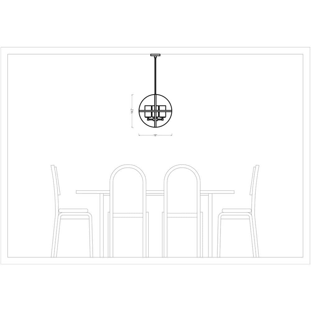 Satin Bronze Mini Cage Chandelier with Etched Glass Shades