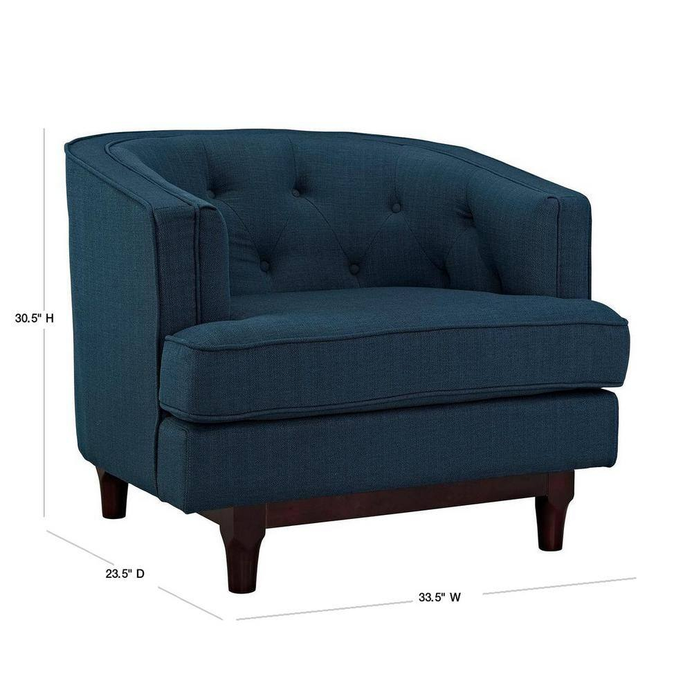 Modway Coast Modern Upholstered Polyester Fabric Armchair in Azure Blue
