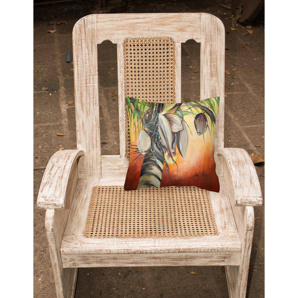 Carolines Treasures JMK1280PW1414 Orange Coconut Tree Canvas Fabric Decorative Pillow 14Hx14W multicolor