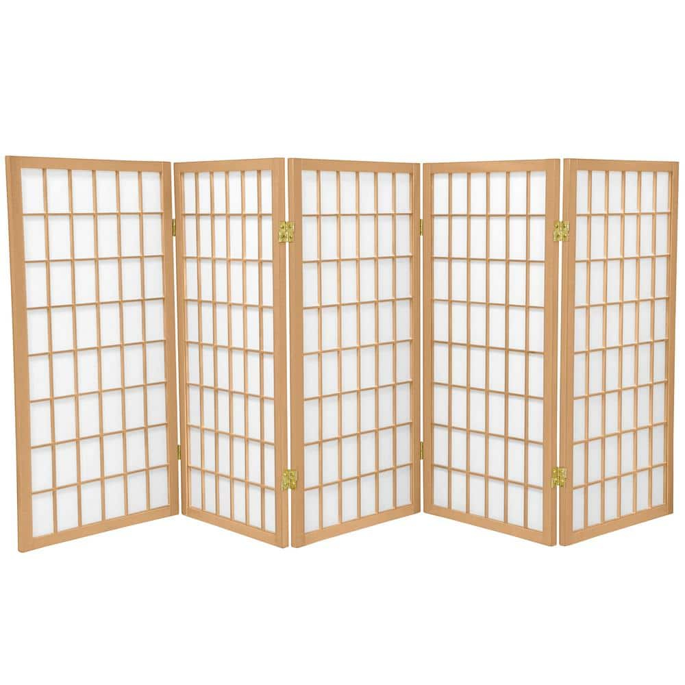 Oriental Furniture 3 Ft Tall Window Pane Shoji Screen, Natural, 5 panel