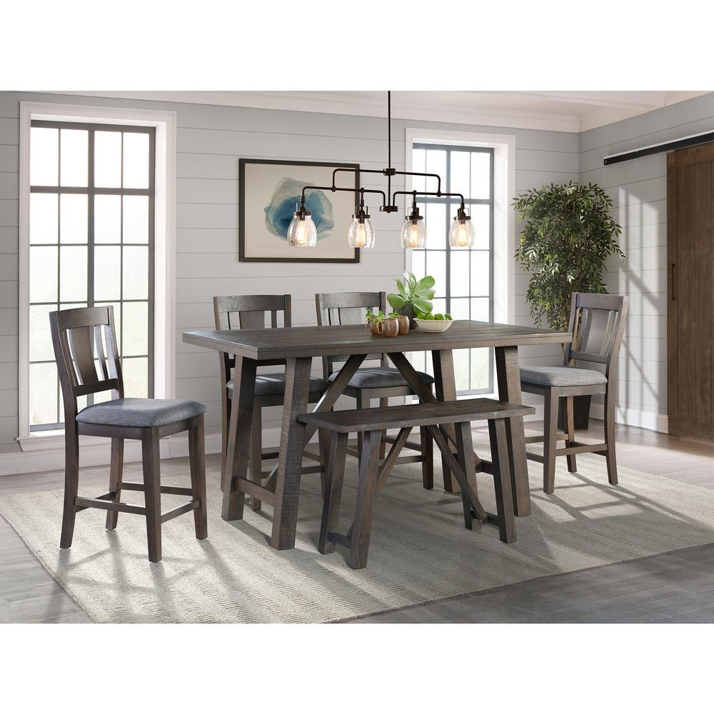 Picket House Furnishings Carter Counter Height Bench in Gray