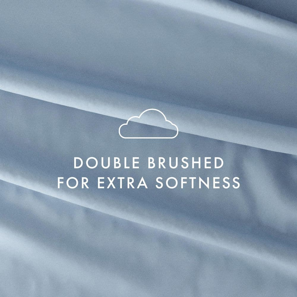 Queen, Light Blue Solid Microfiber 6 Piece Bed Sheet Set, by Noble Linens