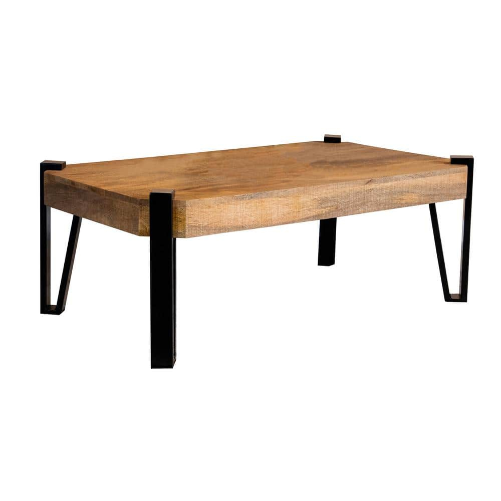 Wooden Rectangular Top Coffee Table Natural and Matte Black
