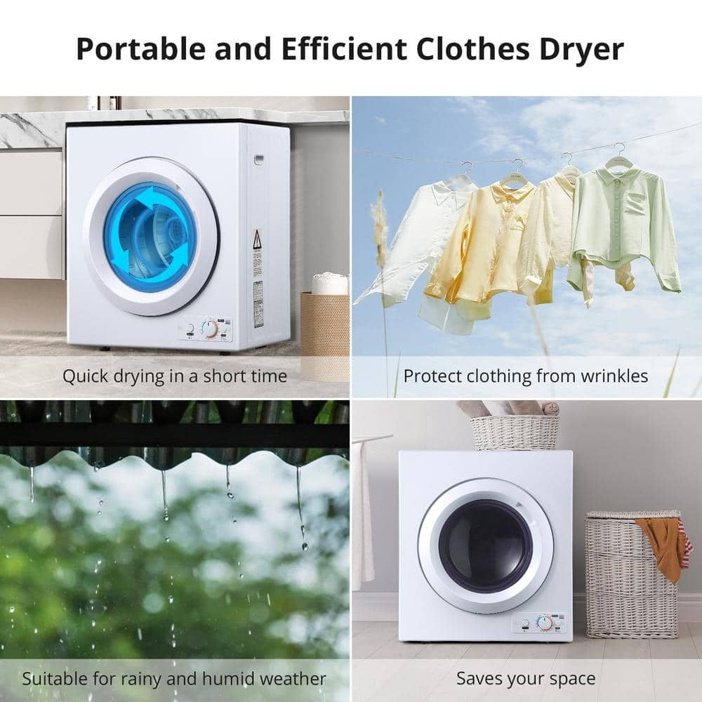 2.7 cu.ft Compact Clothes Dryer, 2 Temperatures, Dries Up to 14.4 lbs of Clothes, 1400W Small Dryer Machine with Stainless Steel Tub, Suitable for Home, Dorm, RVs