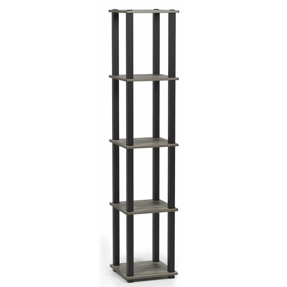 Furinno 11.6 W x 11.6 D x 57.7 H 5-Shelf Decorative Shelves, Gray and White