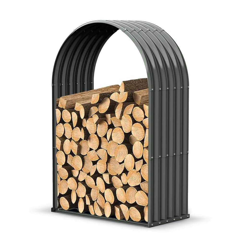 TRAMULL Heavy Duty Log Holder Galvanized Steel Firewood Storage with Assembly Kit