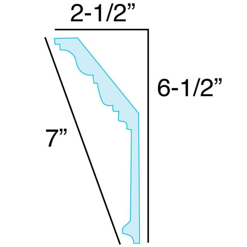 6-1/2 in x 2-1/2 in x 6 in Long Egg and Dart with Palmettes Polyurethane Crown Moulding Sample