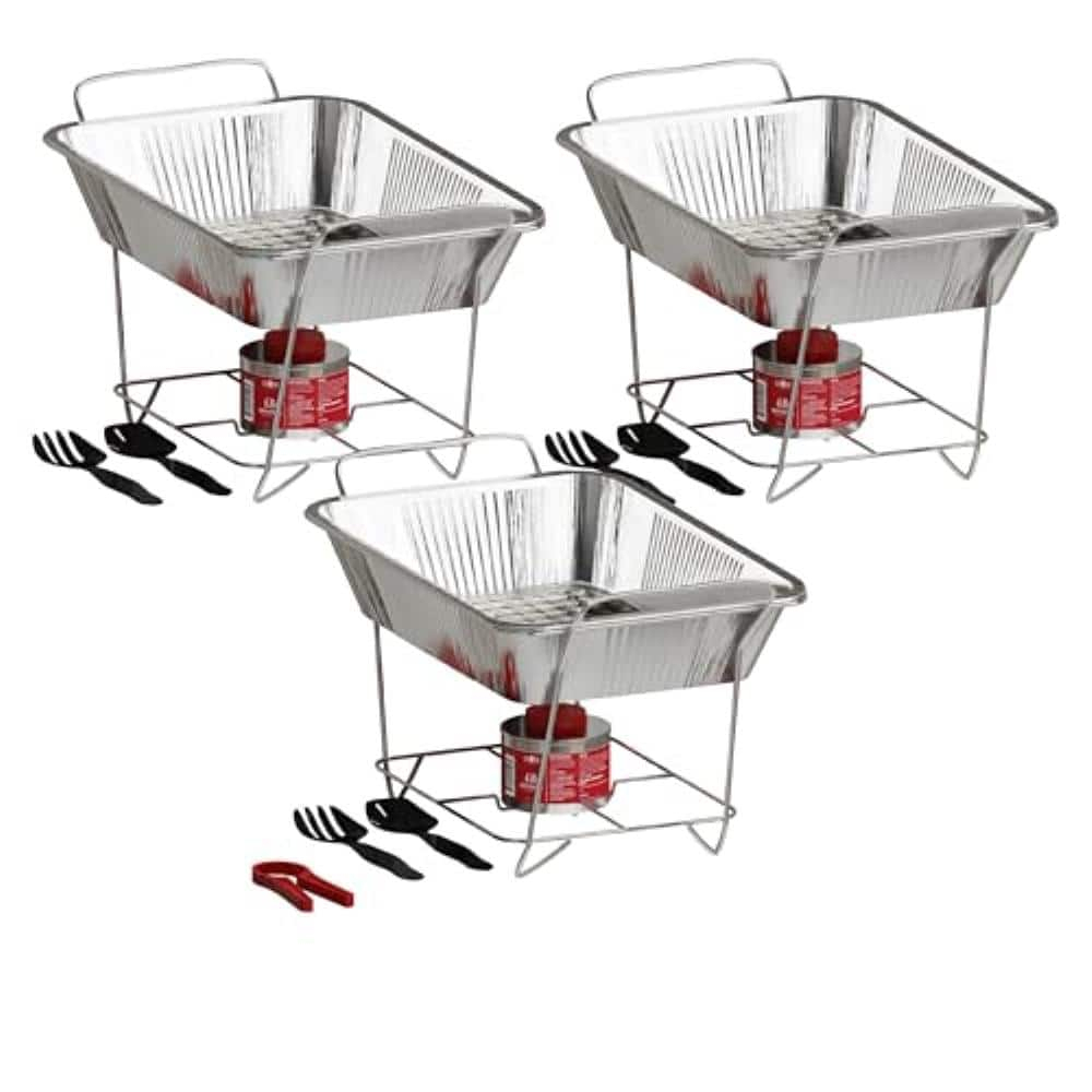 ALPHA LIVING Disposable Chafing Dish Buffet Set, Food Warmers for Parties, 6hr Fuel Cans Complete