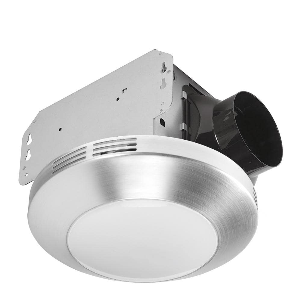 Decorative Brushed Nickel 80 CFM Ceiling Mount Bathroom Exhaust Fan w/LED Light