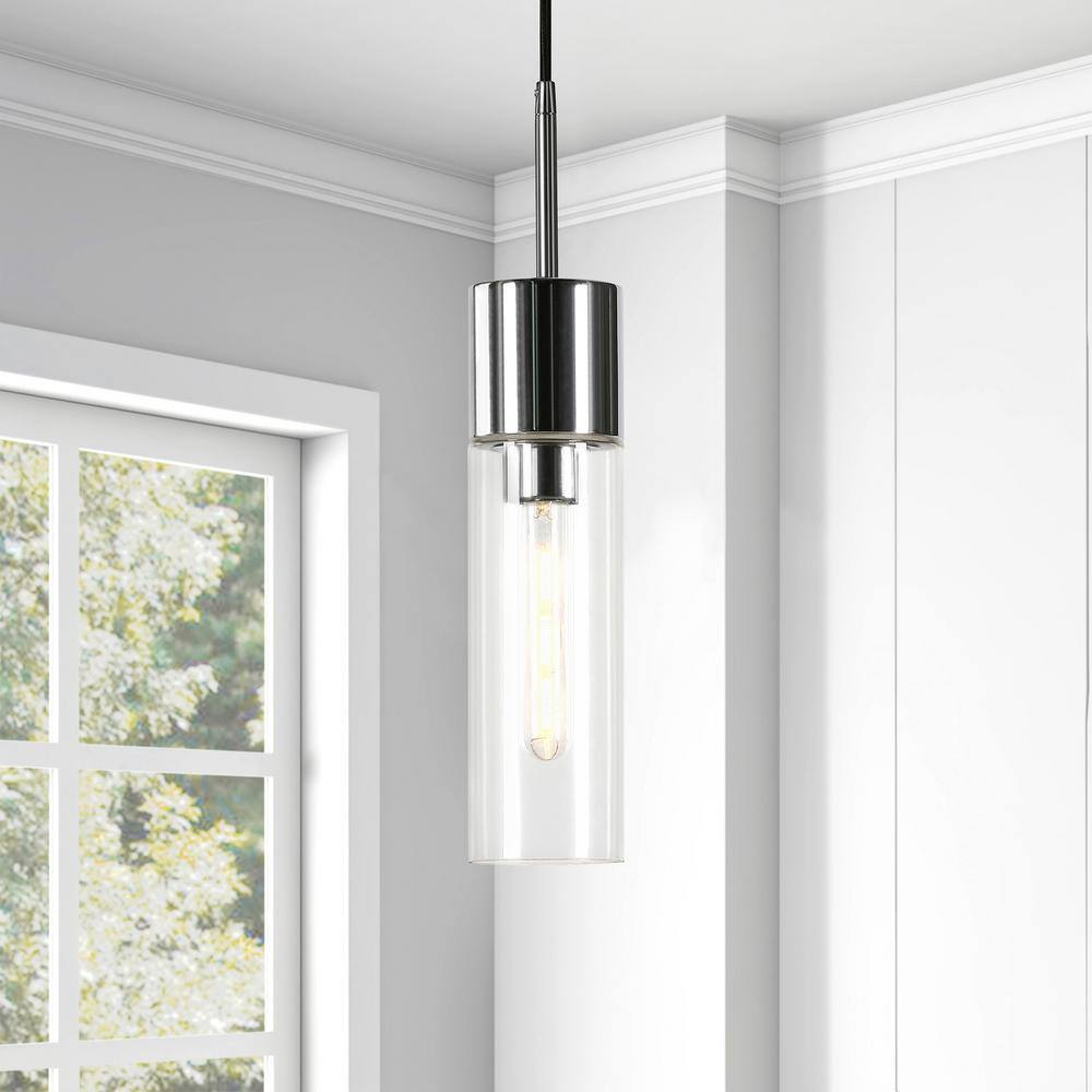 Evelyn&Zoe Industrial Clear Glass Pendant