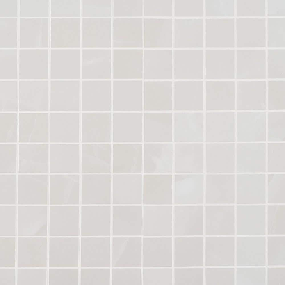 Saroshi Onyx Bianco 11.81 in. x 11.81 in. Matte Porcelain Floor and Wall Mosaic Tile (0.96 sq. ft./Each)