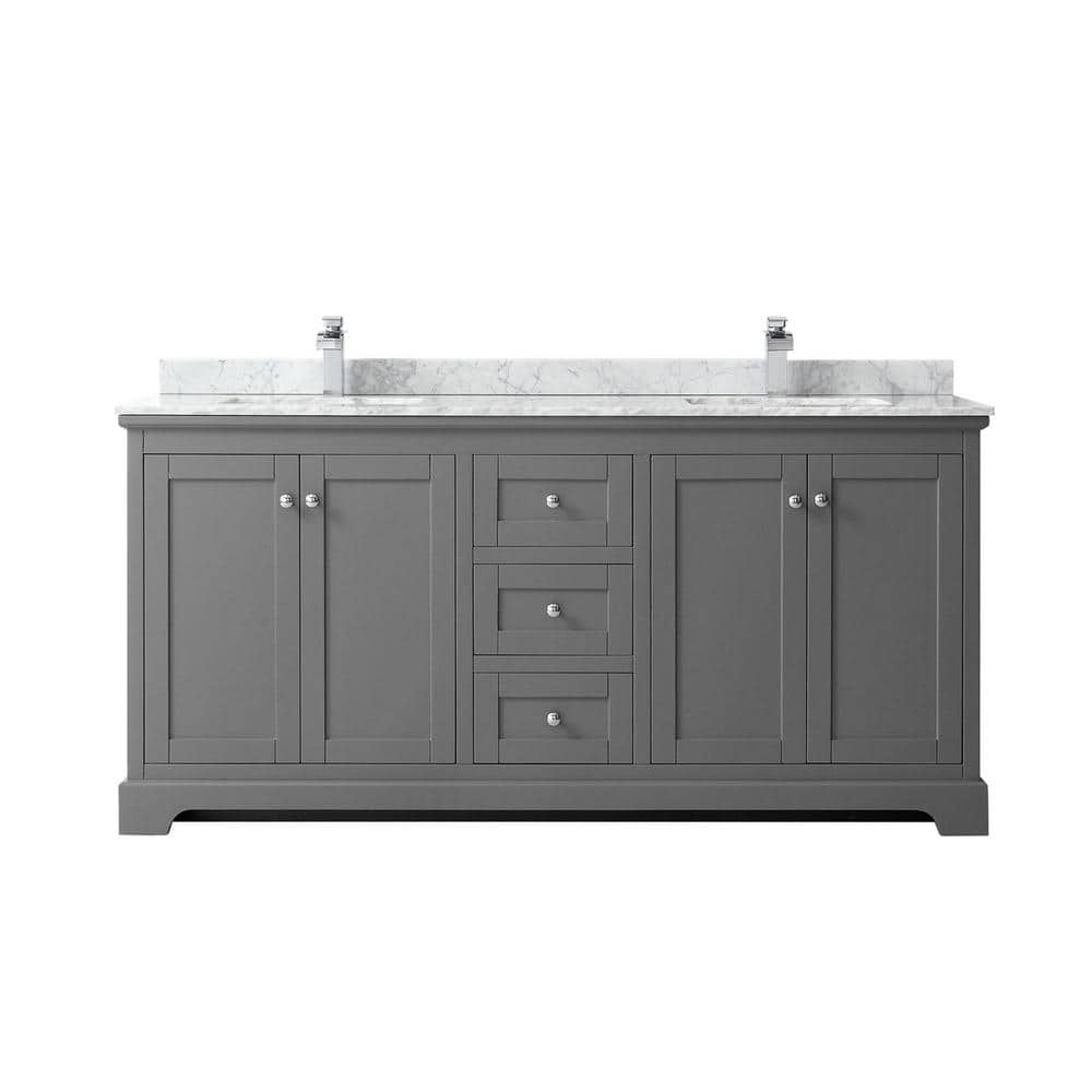 Avery 72" Dark Gray Double Bathroom Vanity with Marble Countertop