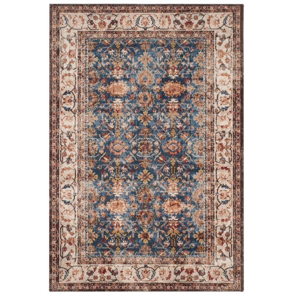 SAFAVIEH Bijar Collection 2'3" x 12' Royal / Ivory BIJ650B Traditional Oriental Distressed Non-Shedding Living Room Bedroom Runner Rug