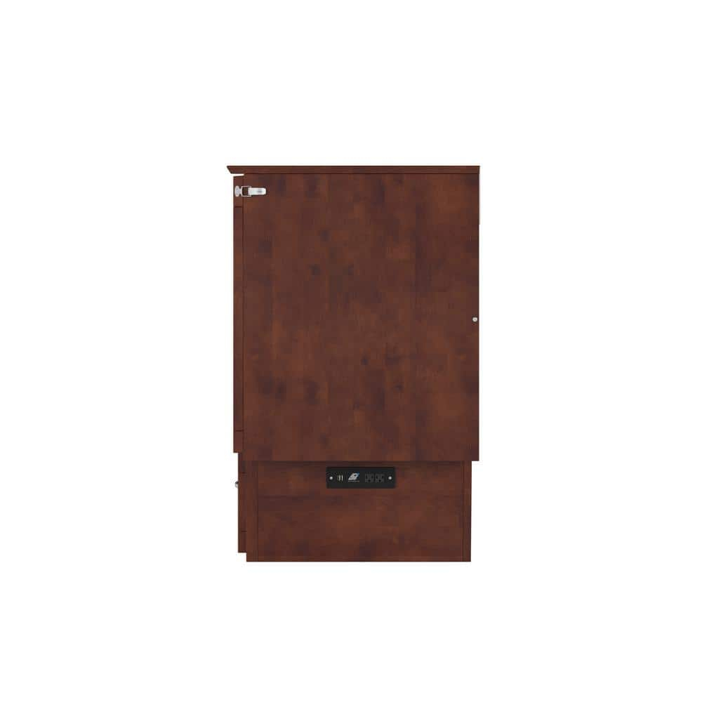 AFI Nantucket Twin Solid Wood Murphy Bed Chest with Mattress, Drawer & Charger, Walnut