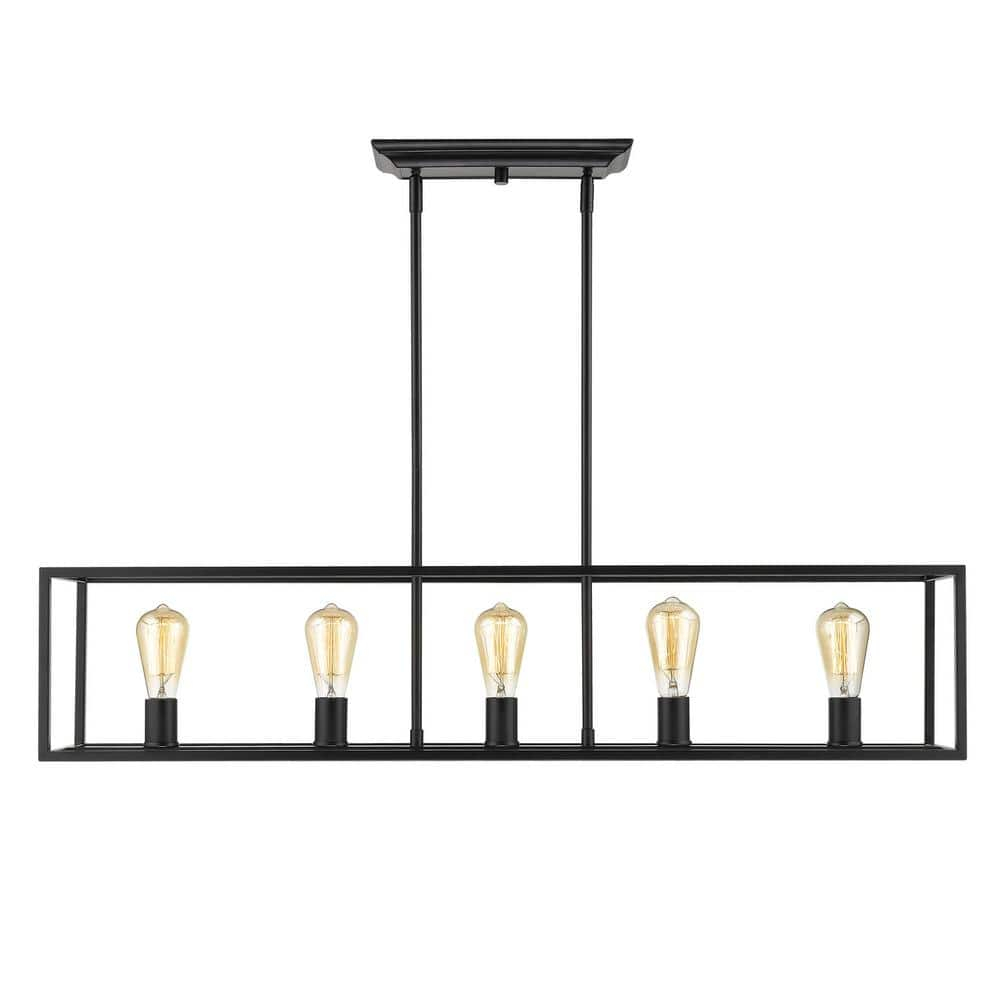 Golden Lighting Wesson 5-Light Linear Pendant in Matte Black