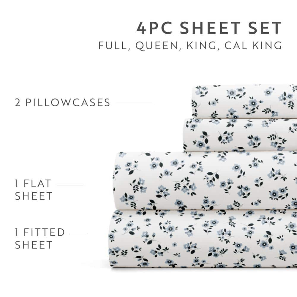 IEnjoy Home 4 Piece Sheet Set Patterned Microfiber Ultra Soft Bedding in Floral Dream