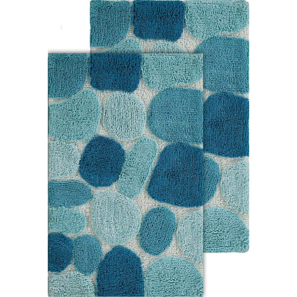 Chesapeake Pebbles 2 pc Arctic Blue Bath Rug Set (20"x32" & 20"x32")