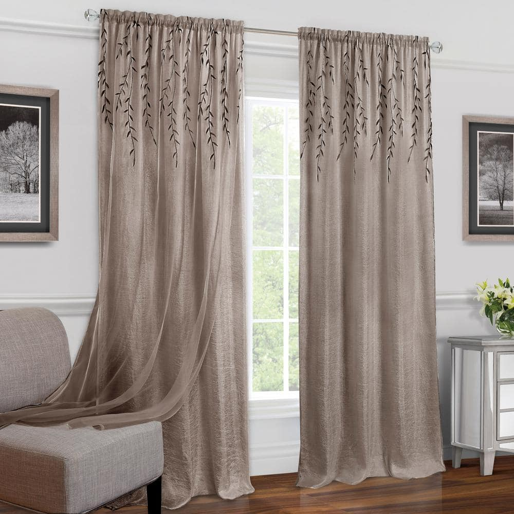 Traditional Elegance Willow Rod Pocket Window Curtain Panel - 42x63 - Toffee