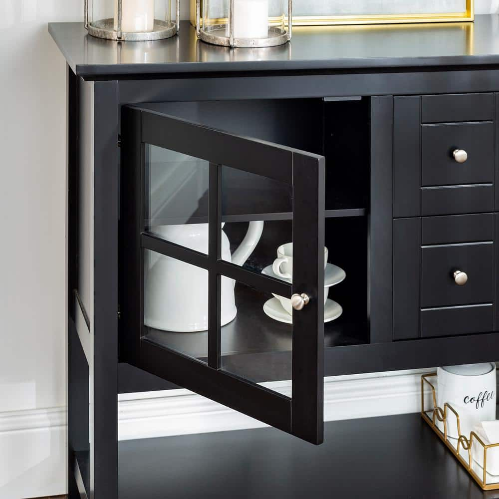 52" Wood Console Table TV Stand in Black