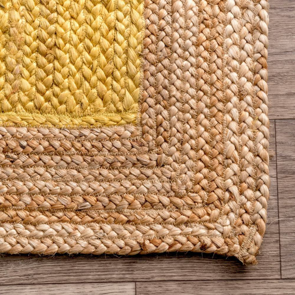 Elanora Farmhouse Bordered Jute Yellow 5 ft. x 8 ft. Area Rug