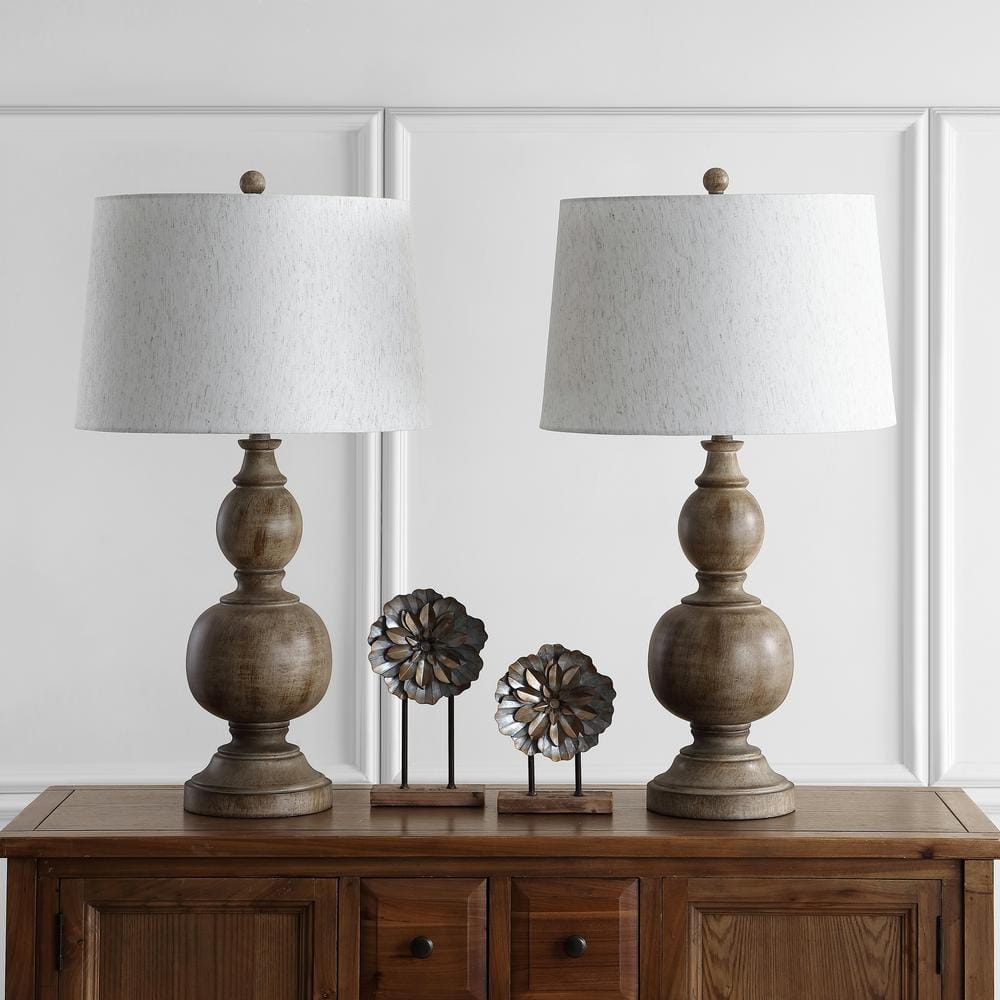Safavieh Araceli 31.5 in. H Gourd Table Lamp, Brown, Set of 2