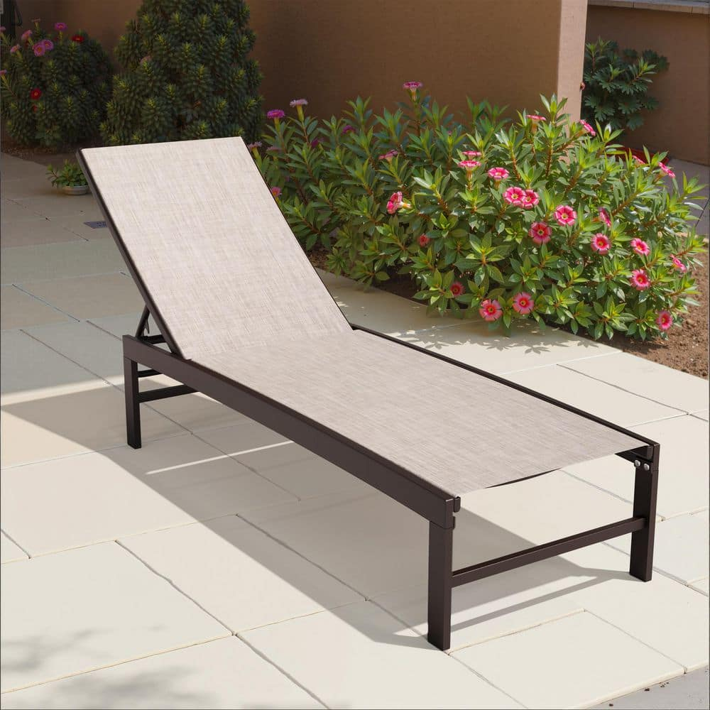 Pellebant Outdoor Chaise Lounge Aluminum Patio Adjustable Chair,Beige