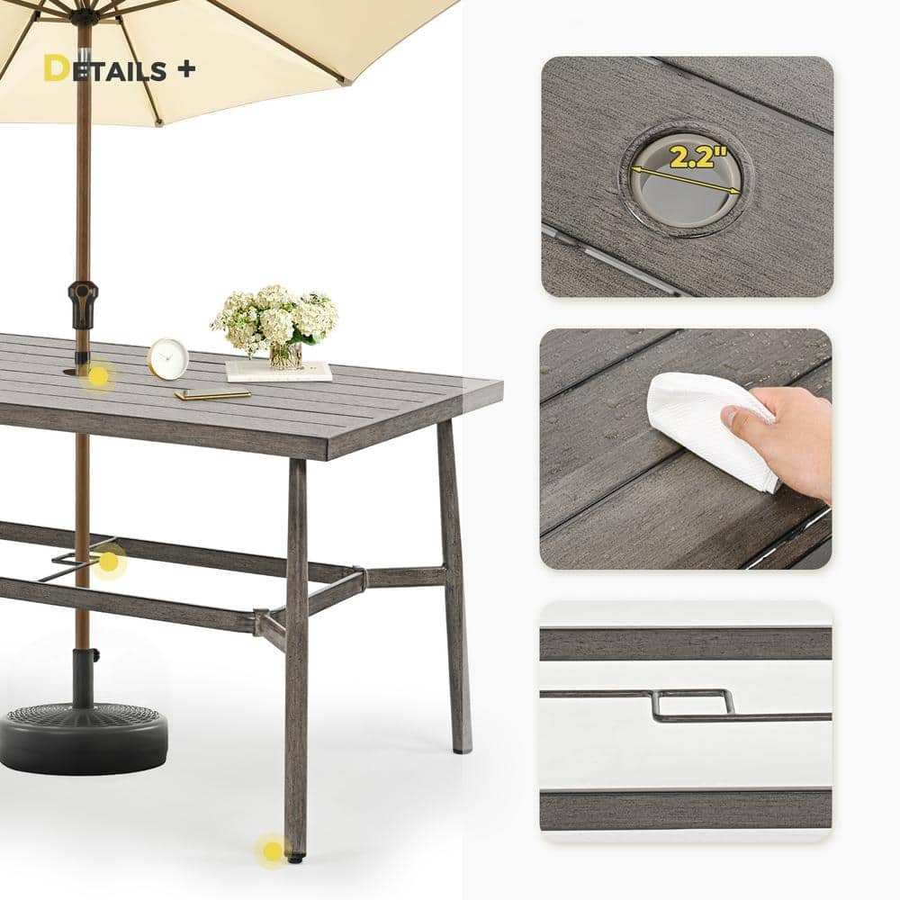 Gray Aluminum 7-Piece Outdoor Dining Set with Cushions