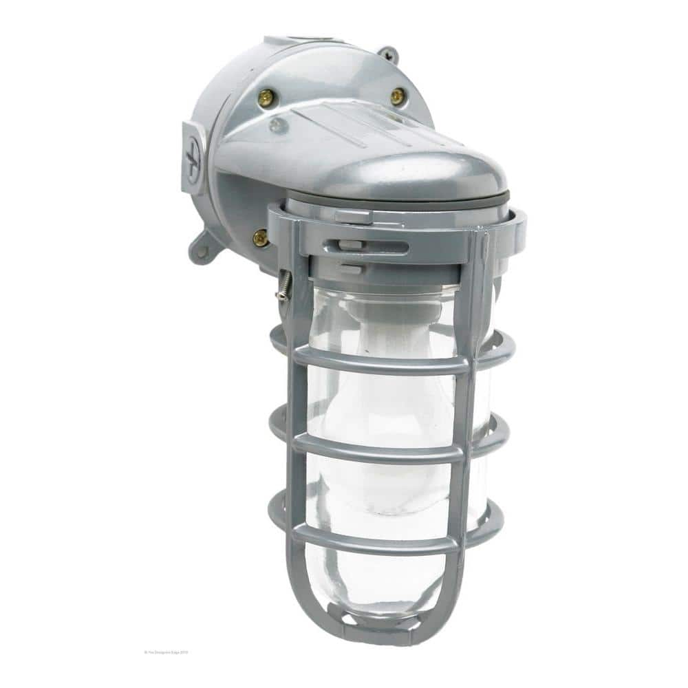 Woods L1707SV Traditional 150W Incandescent Weather Industrial Light, Wall Mount, Silver