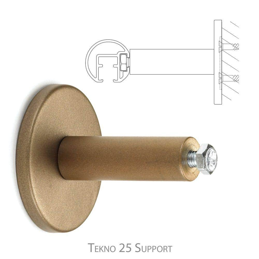 Tekno 25 - 84 in. Non-Adjustable 1-1/8 in. Single Traverse Window Curtain Rod Set in Silver with Empire Finial