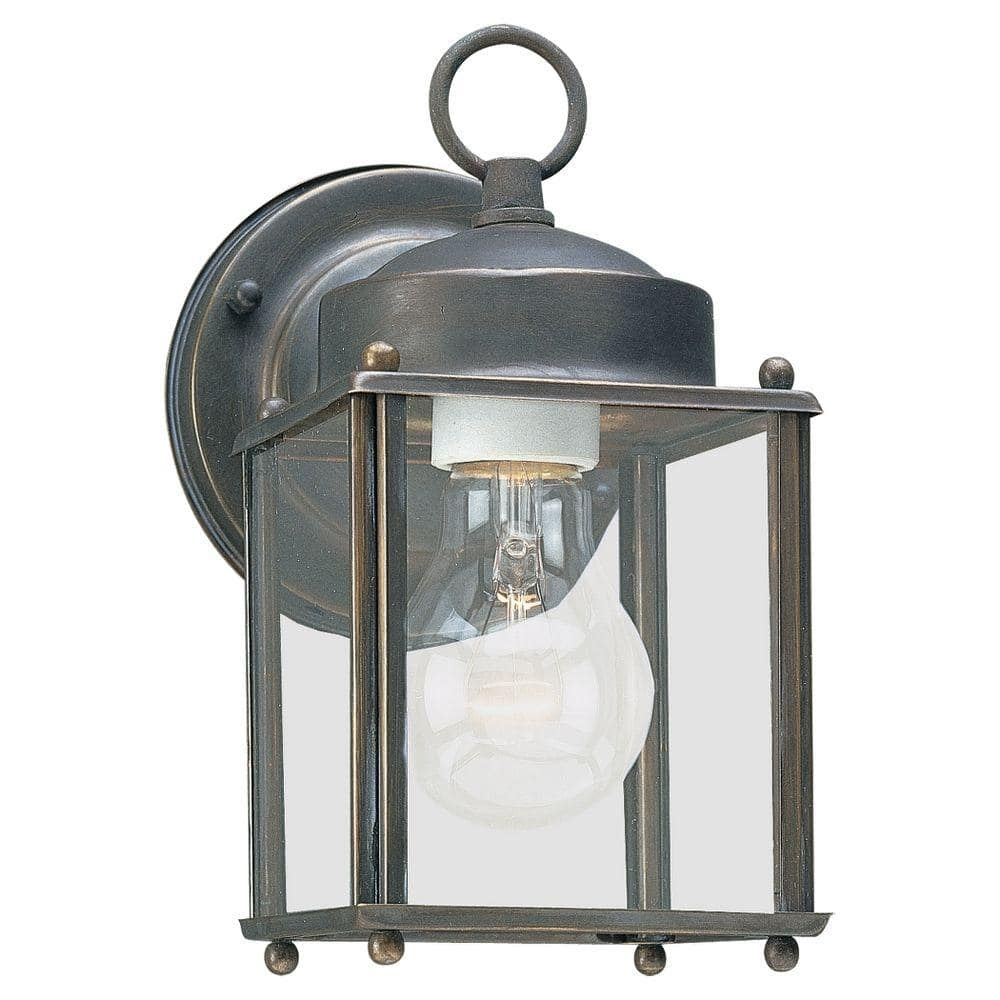 New Castle 1-Light Antique Bronze Outdoor Wall Lantern Sconce