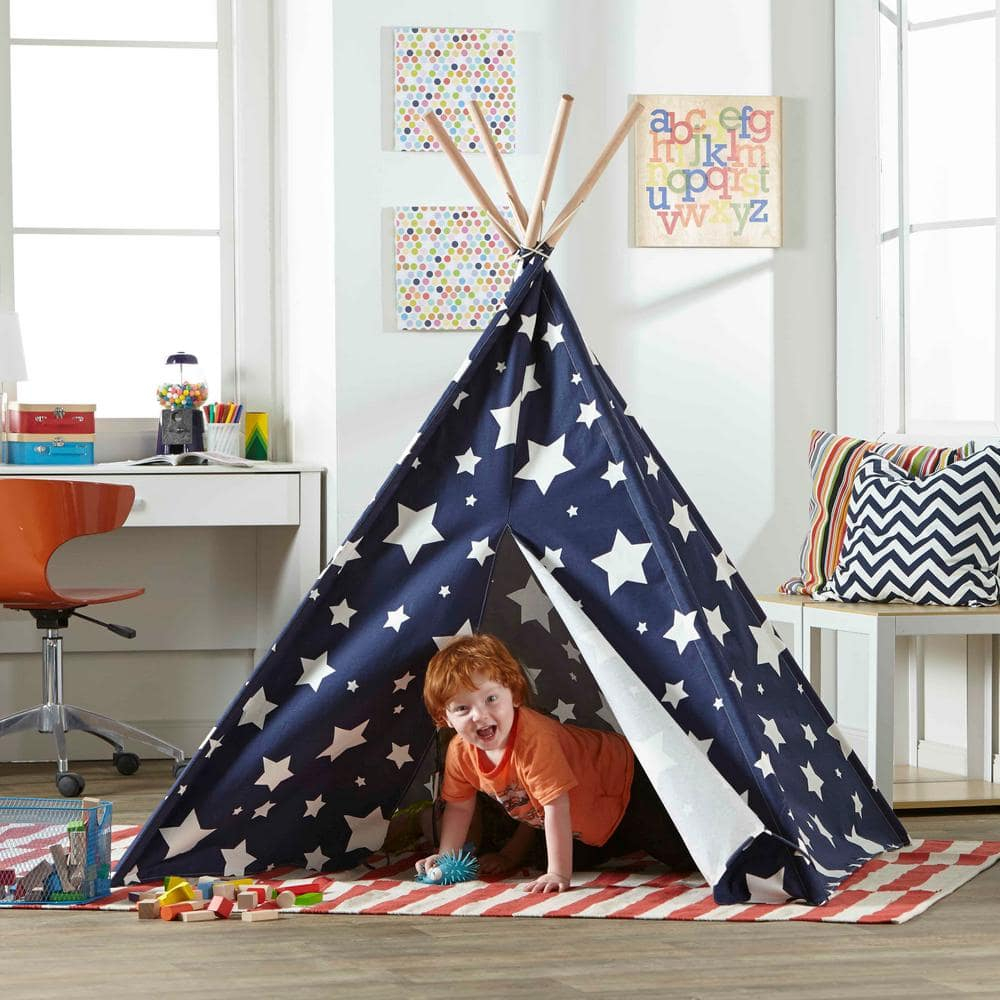 turtleplay Children’s Teepee, Blue With White Stars