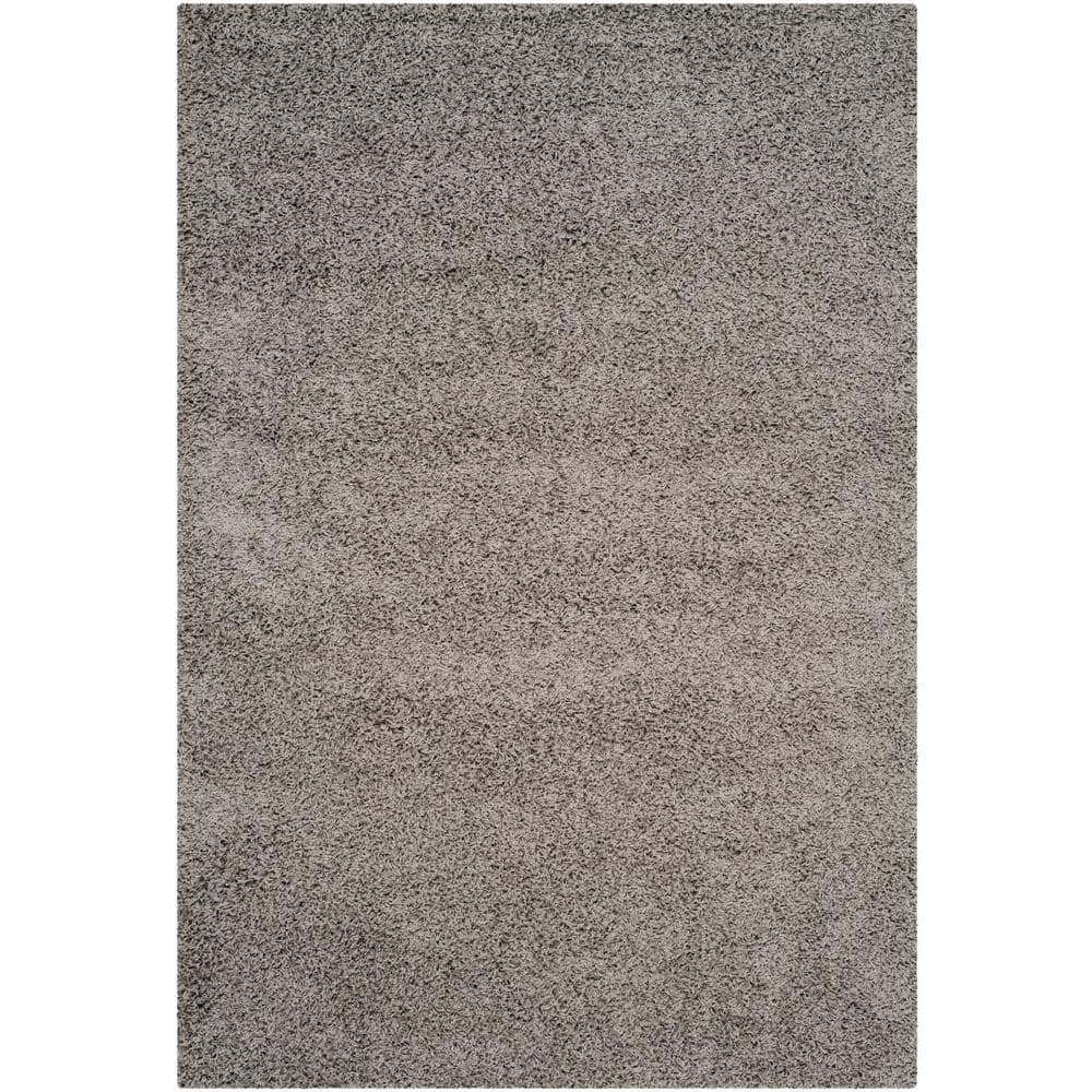 SAFAVIEH Athens Solid Plush Shag Area Rug, Light Grey, 5'1" x 7'6"