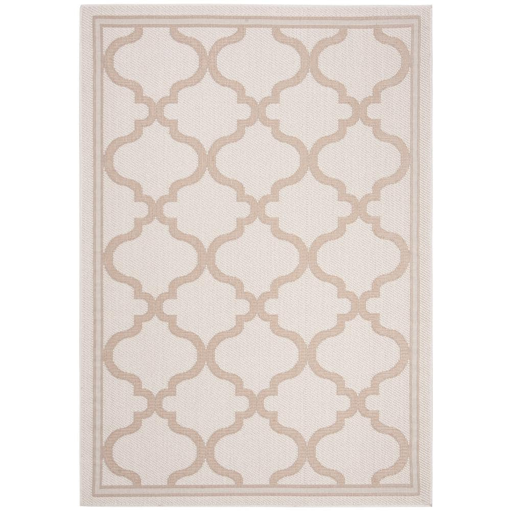SAFAVIEH Bermuda Tamaya Geometric Machine Washable Indoor/Outdoor Area Rug, Ivory/Beige, 3' x 5'